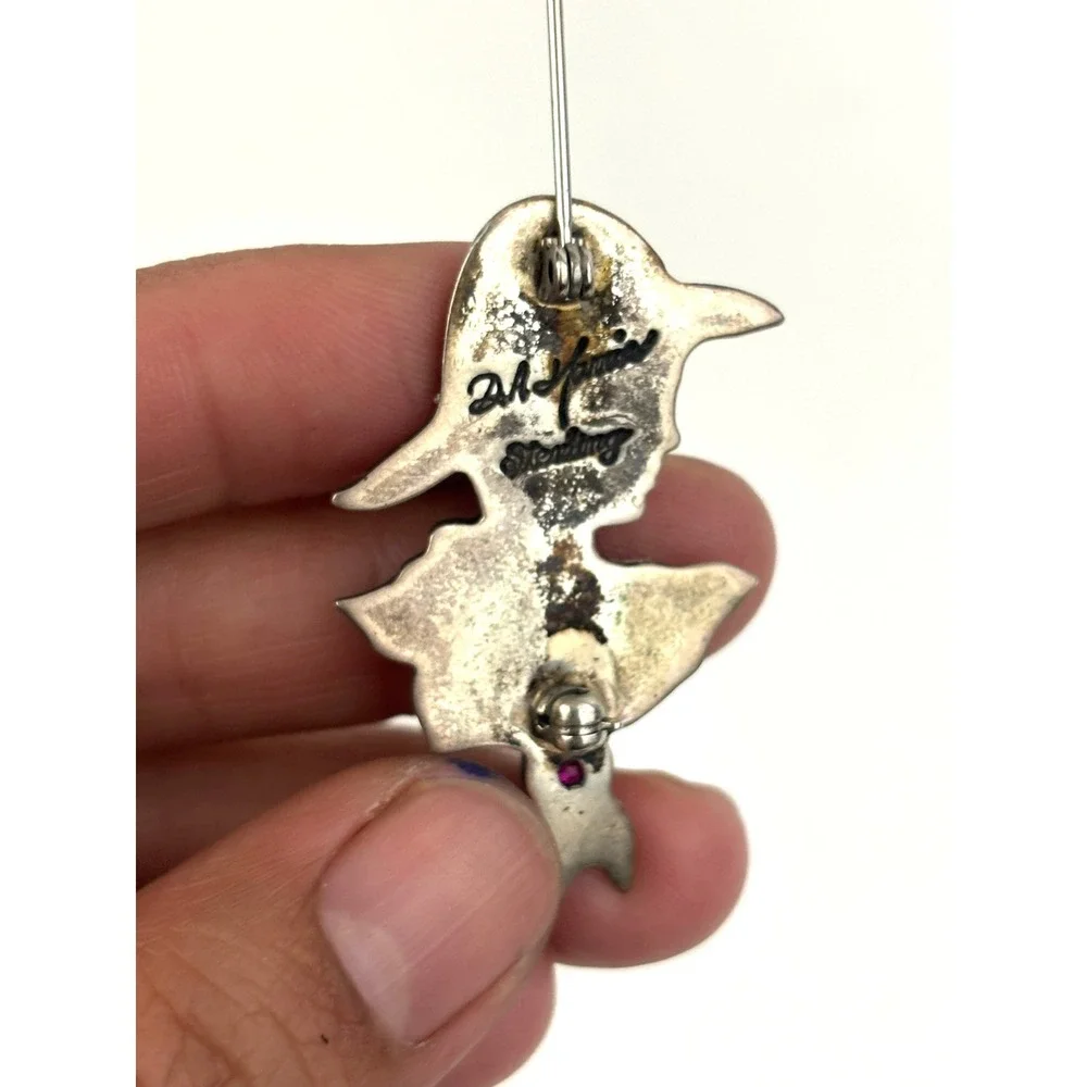 Vintage Sterling Silver Brooch Lady Portrait Red‎ Stone Figural